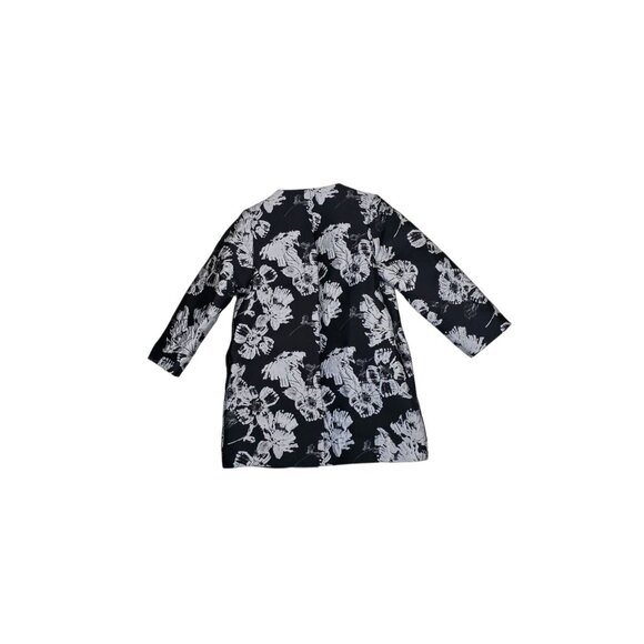 Natori Womens Medium Floral Jacquard Jacket  Black White KN9028 - Picture 2 of 11